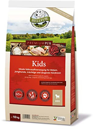 Bellfor Premium PUR Kids Glutenfrei Hundefutter für Welpen Ideale Nährstoffversorgung für Welpen, Junghunde, trächtige und säugende Hündinnen 10 kg