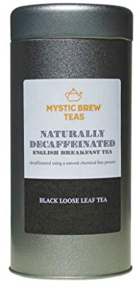 Mystic Brew Teas Naturally Decaffeinated English Breakfast Loose Leaf Tea 100 Grams Caddy