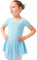 tanzmuster ® Ballettkleid Mädchen Kurzarm - Betty - aus Baumwolle mit Glitzersteinen und Chiffon Röckchen in hellblau, Größe:92/98