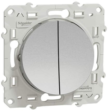 Schneider Electric S530214 - Interruptor doble (230 V, aluminio)