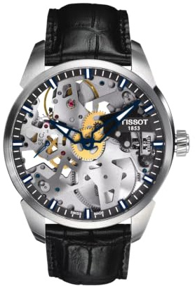 Tissot Men's T0704051641100 T-Complication Squelette Analog Display Swiss Mechanical Hand Wind Brushed Stainless Steel watch