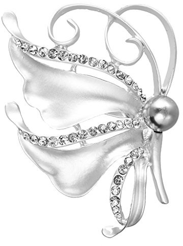 Femme Elegant Papillon Broche en Strass et Cristal Bijoux Mariage - Argent