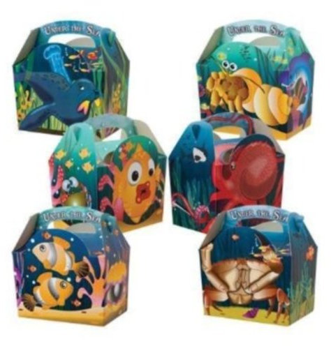 Playwrite 30 Animal Themed Food Boxes Picnic Carry Meal Box Kids Birthday Party Bag Plate (Under the Sea)