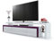 Vladon TV Board Lowboard Leon V3, Made in Germany, Korpus und Überbau in Weiß Hochglanz/Front in Weiß Hochglanz mit Rahmen in Brombeer Hochglanz (227 x 52 x 35 cm)