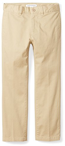 Amazon Essentials Pantalon Chino Coupe Droite Uniforme Garçon, Brun Kaki, 10 Ans