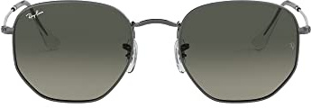 Ray-Ban Unisex RB3548N Hexagonal Flat Lens Hexagonal Sunglasses, Gunmetal/Light Grey Gradient Dark Grey, 51 mm
