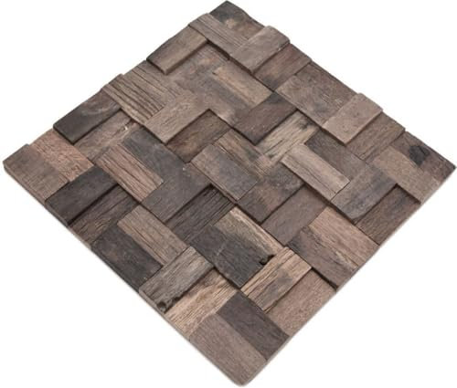 Holz Mosaik Parkett boot OLD Wood Holz FSC Wand Küche Fliesenspiegel Mosaikfliese Mosaikmatte Mosaikplatte