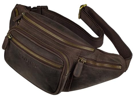 STILORD große Leder-Bauchtasche braun - Vintage Gürteltasche für Herren, Damen & Kinder - Retro Hüfttasche für Jogging, Festival, Urlaub 'Caspar'
