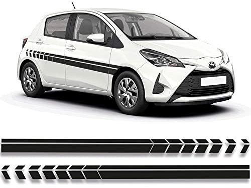 Auto-Dress Seitenstreifen Aufkleber Set/Dekor passend für Toyota Yaris (110 Black Gloss)