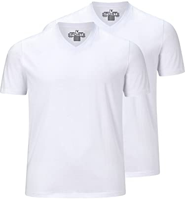Jan Vanderstorm Herren Doppelpack T-Shirt Osmo | in schwarz oder weiß, Basic mit V-Ausschnitt, kurzarm Sportshirt aus 100% Baumwolle erhältlich in großen Größen L-7XL