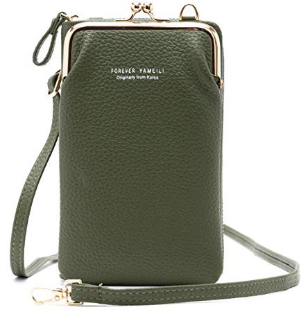 FANDARE Petits Sacs pour Téléphone Sac Bandoulière Sac à Main Femme Portefeuille avec des Fentes Pochette pour Carte de crédit Crossbody Bag Vert