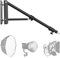 EMART Wandmontage, Dreieckiger Auslegerarm für Fotografie, Ringlicht, Stroboskopbeleuchtung, Softbox, Reflektor, Regenschirm, Monolight, Maximale Länge: 130 cm, unterstützt 180 Grad Drehbar Schwarz