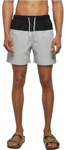 Urban Classics Short de Bain Block Maillot, Gris Clair/Noir, M Homme