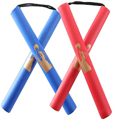 AUFIKR Portable Foam Nunchucks, 2 Pairs Training Nunchakus Suitable for Kids & Beginners Practice and Training,Adopt Rope Connector Foam Nunchucks