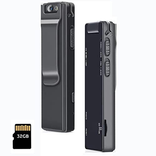 SRIKEKL 1080P Wearable Body Cam with Clip,Mini Body Cameras with Audio and Video Recording,Police Body Camera for Security Guard&Law Enforcment with Sound,Indoor/Outdoor Use (32GB Card)