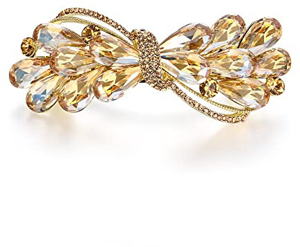 EVER FAITH Haarspange Clip Hochzeit österreichischen Kristall Strass Wassertropfen Bowknot Haarschmuck für Damen Braun Gold-Ton