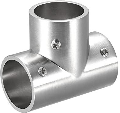 sourcing map Tee Rail Fitting 3-Way Zinc Alloy Pipe Connector Brushed for 25mm/1 OD Handrail Railing