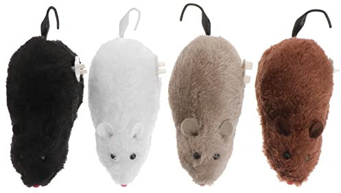 4Pcs Wind Up Mouse - Realistic Jumping Rat Plush Mice with Twirling Tail Classic Prank for Children Kids Bag Fillers Party Favors