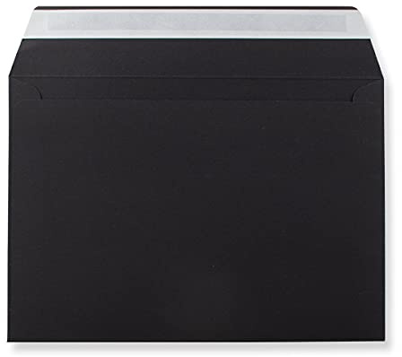 C6 Coloured envelopes for A6 Greeting Cards Wedding Invitation Crafts 114x162mm - Pack of 30 envelopes (Black Peel and Seal)