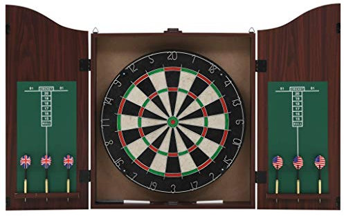 Tidyard Professionelles Dartboard Sisal mit Schrank und 6 Dartpfeilen