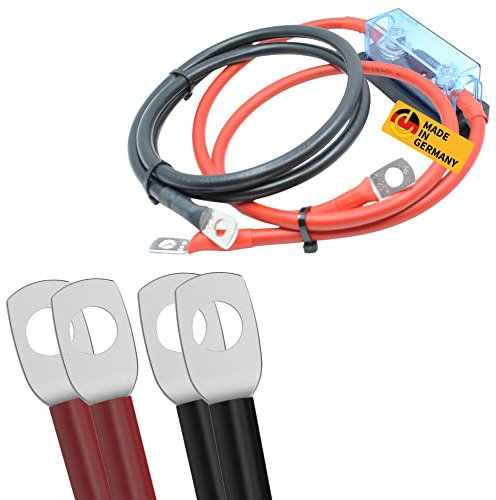 CAMPERPOWER | 80cm Anschlusskabel für Wechselrichter | Verbindet Wechselrichter und Versorungsbatterie l M8 Ringkabelschuhe | 16mm² | inkl. 100A Sicherung | für Camper | Made IN Germany