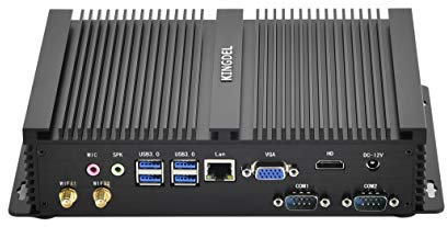 KINGDEL Fanless Industrial Computer, Mini PC, i7 8th Gen. CPU, 32GB RAM 256GB NVMe SSD, 4xUSB 3.0, HD Port, VGA, 2xCOM RS232, Metal Case W-11 Pro