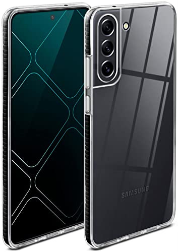 ONEFLOW für Samsung Galaxy S21 FE 5G Hülle Silikon transparent, Handyhülle mit stoßfestem Bumper Backcover durchsichtig Silikonhülle kabelloses Laden Schutzhülle, Cushion Case, Schwarz