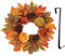 Briful Couronne d'automne artificielle de 40,6 cm avec feuilles d'érable en soie veloutée et pommes de pin naturelles, couronne de porte d'entrée avec crochet en métal pour mur, fenêtre, décoration