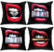 Tucocoo Red Lips Decorative Pillow Cases 4 Pcs Fashion Women Sexy Lips with Diamond Ball Dollar Money Throw Pillow Cases for Sofa Couch Car Bed Home Decor