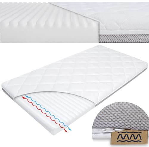 Matelas Berceau 90x50 cm Nouveau-né 50 x 90, Mousse de Haute qualité, Revêtement Hiver-été, Certifié Oeko-Tex Standard 100