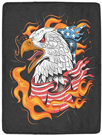 351 Kuscheldecke Fashion Sofadecke Wärme Couch Decke Für Wohnzimmer Büro Kinder Eagle Usa-Flaggenfeuer M