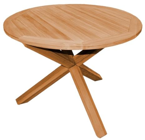 Teako Design Esstisch Ravenna Teak Massivholz rund, Verschiedene Größen, Naturfarben, Tischplatte aus Massivholz, FLEGT-Lizenziertes Teakholz, Garten, Terassenmöbel (100 cm)