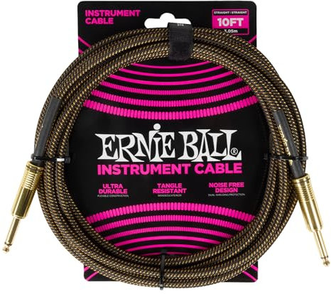 Ernie Ball Braided Instrument Cable Straight/Straight 10ft - Pay Dirt