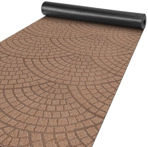 ANRO Teppich Läufer Küchenläufer Küchenteppich Läufer Flur Teppich Velours rutschfest waschbar für Flur, Schlafzimmer, Wohnzimmer, Küche Davis Braun 100 x 500cm