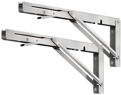 Klappkonsole Schwerlast 300 mm, LSK Klappwinkel 90 Grad Silber 2 PCS Edelstahl Klappregalhalterungen Klappscharnier für Klapptisch Wandmontage Wandtisch Klappbar Wandregal Tragkraft 100KG
