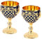 Verres à Pied en Métal Rétro, Verre à Vin en Alliage Décoratif Polyvalent Antirouille 2 Pièces pour la Fête (Or Bleu)