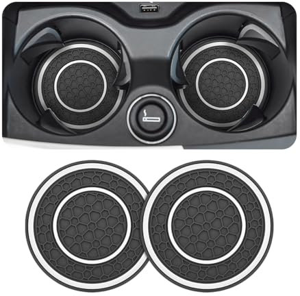 JNNJ 2 Pièces Dessous De Verre Universels pour Les Porte-Gobelets, Tapis De Tasse en Nid d'abeille pour L'intérieur du Véhicule, Verre d'eau Voiture Tapis D'insertion en Nid d'abeille(Blanc+Noir)