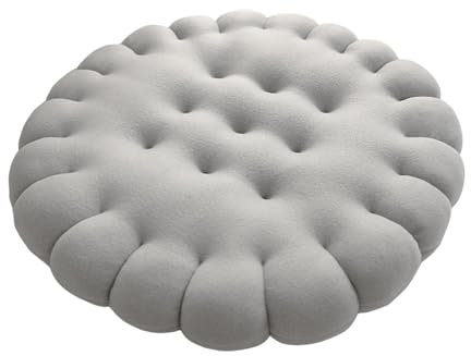 MagiDeal Keksförmiges Kissen, Bodenkissen, einfaches Keks-Meditationskissen, Sitzkissen für Spielzimmer, Sitz, Balkon, GRAU, RUNDEN
