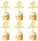 Blumomon 24 Pack Happy Father's Day Cupcake Toppers Gold Glitter Best Dad Cupcake Decoration Picks Fathers Day Party Cake Decoration Supplies