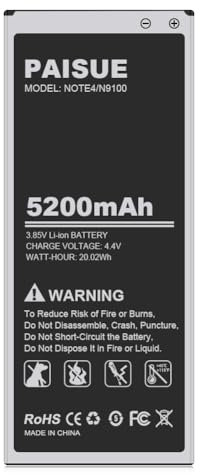 [5200mAh] Galaxy Note 4 Akku, Aufgerüsteter Ersatzakku mit hoher Kapazität für Samsung Galaxy Note 4 N910 N910U N910V N910T N910A N910P Note 4 Akku
