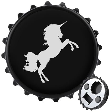 Ready - Abridor de botellas portátil con imanes para nevera, bonito estilo negro