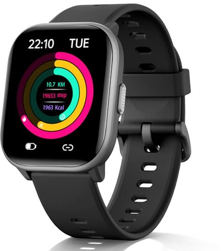 HENGTO Smartwatch pour Enfants - 20 Modes de Sport, Podomètre, Moniteur de Sommeil - Montre Sport Cadeau d'Anniversaire pour Filles et Garçons (Noir)
