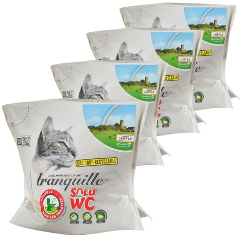Tranquille - Litière pour Chat Solu WC - 4,4 litres - Lot de 4