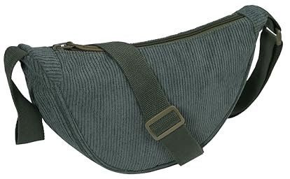 Funtlend Damen Crossbody Bag Cord Halbmond Tasche Cord Umhängetasche Damen kleine Schultertsche für Arbeit Einkaufen Schule Shopping