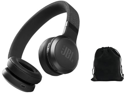 JBL Live 460NC Wireless Noise Cancelling On-Ear Headphones, Bluetooth 5.0, 50H Battery, Hands-Free Calls, Adaptive ANC, Google Assistant & Alexa - Black, includes Carrying Pouch