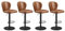 VASAGLE EKHO Kollektion - 360° drehbarer Barhocker, 4er Set, höhenverstellbarer Barstuhl mit Rückenlehne, Kunstleder, Nähte, Mid-Century-Modern-Stil, Küche, Hausbar, einfache Montage, karamellbraun
