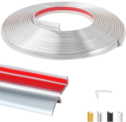 Garniture Murale Autocollante,Moulure porte,En forme L Baguette de finition PVC,Pour Armoire/Cadre de Miroir/Plafond/Armoire/Bord Mural/DéCoration De La Maison.(3M Argent)