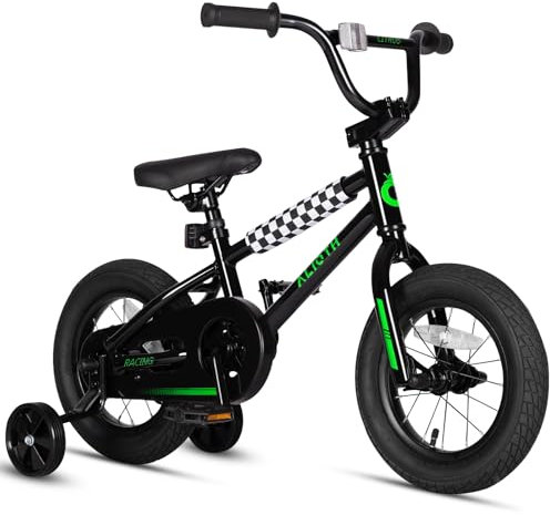 vollsch BMX Style Kinderfahrrad für 7-15 Jahre alte Jungen Mädchen 12 Zoll Fahrrad mit Trainingsrädern Rücktrittbremse Schwarz