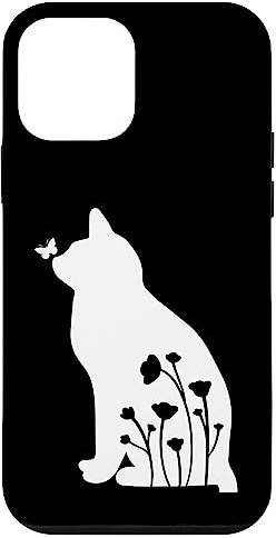 Hülle für iPhone 12 mini Black & White Cat Mom Phone Case with Flowers,Butterfly Cat