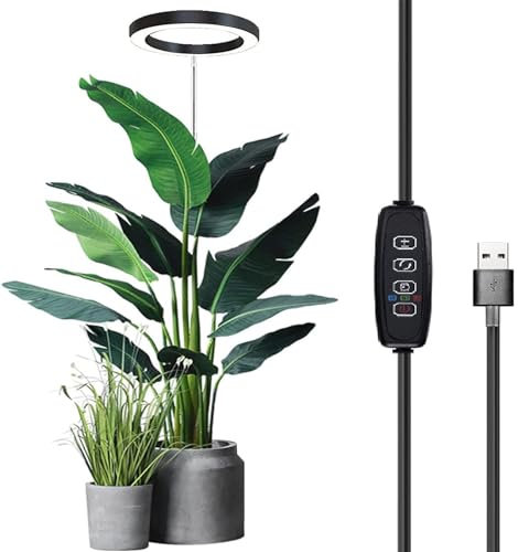 Luz de Cultivo, YUYTE Luces para Plantas para Cultivo en Interiores, Espectro Completo, Temporizador de 3/9/12 Horas, Atenuación de 10 Niveles, para Plantas Grandes en Macetas